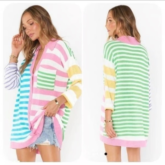 Show Me Your MuMu Sweaters - Show Me Your MuMu Colorful Sonny Oversized Button Up Cardigan Sweater Size Small